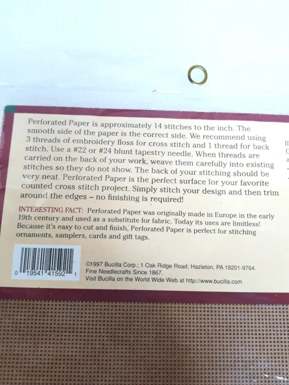 Bucilla Perforated Paper 14-Count Brown (41592) (2 Sheets & Bonus Chart)